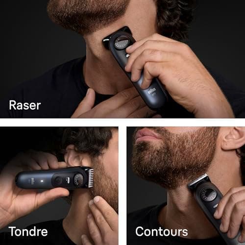 Braun Men's Beard Trimmer Series 7, BT7520, Blue, + 6 Barber Tools, 40 Lengths, Wear-resistant Blade for Professional Shaving, Cordless Electric Trimmer Kit, 2 Comb and Beard Stencil - Image 6
