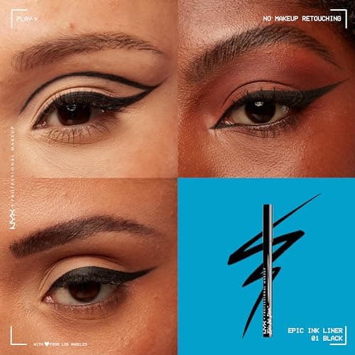 NYX Professional Makeup - Eyeliner Feutre - Waterproof - Tracé Précis - Couleur Intense Tenue Longue Durée - Embout Ultra-Précis - Formule Vegan - Epic Ink Liner - Teinte : Black (01) - Image 4