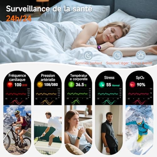 2026 Nouv’ Montre Connectée Homme avec ECG+HRV/Pressιon artérιelle/Acide Urique/IMC,1,43" AMOLED Smartwatch avec Fonction SOS,24/7 Fréquence Cardiaque/Sommeil/SpO2/Apnée,Android/iOS - Image 6