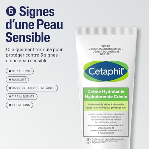 Cetaphil crème hydratante corps, 100g, Visage et corps, peaux sensibles sèches à très sèches, Crème corps hydratante, Niacinamide, Panthénol et de la glycérine, sans parfum - Image 5