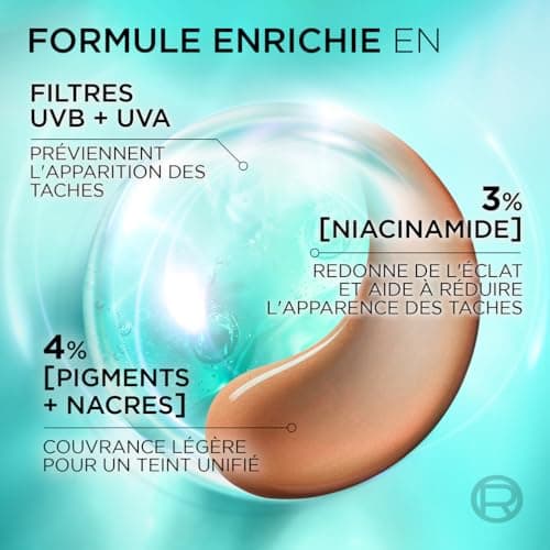 L'Oréal Paris - Anti-UV Fluid SPF50 - Bright Reveal - Unified Complexion and Radiant Skin - Light Coverage - Anti-Stain and Bleach Formulation - Shade : Medium - 50 ml - Image 6