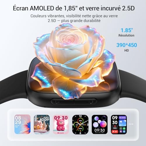 Men's Women's Smart Watch, Amoled Screen 1.85 Inch Smartwatch for Samsung iPhone Android, Men's Watch 5ATM 120+ Sports Modes SpO2/Sleep/Heart Rate/Pedometer/Calories Monitor - Image 3