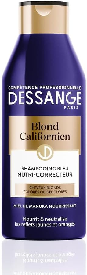 DESSANGE - Blue Nutri-Correcting Shampoo Californian Blonde - Manuka Honey Enriched Formula* - Nourishes & Neutralizes Unwanted Reflections - For Blond, Colored or Bleached Hair - 250 ml - Image 1