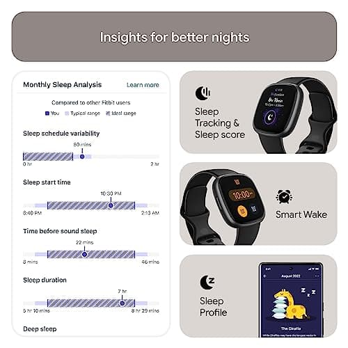 Google Fitbit Versa 4 Montre connectée sport avec GPS intégré et jusqu’à 6 jours d’autonomie de batterie - compatible avec Android et iOS - Image 8