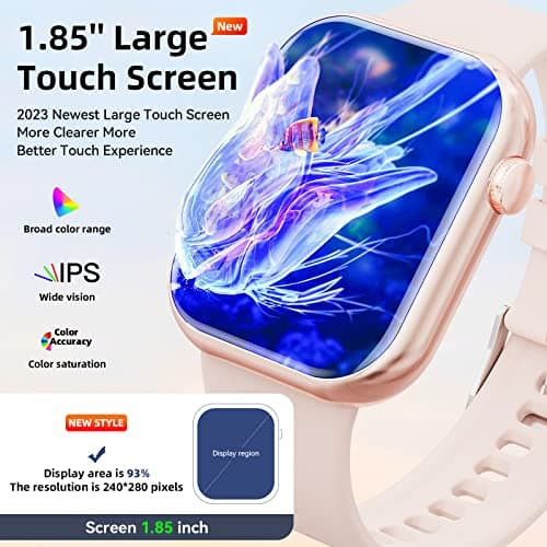 Smart Watch for Men Women 1.85 inch Screen Bluetooth Call Handsfree Answering Smart Watch with Pedometer Heart Rate Monitor Fitness Watch for Android - Image 4