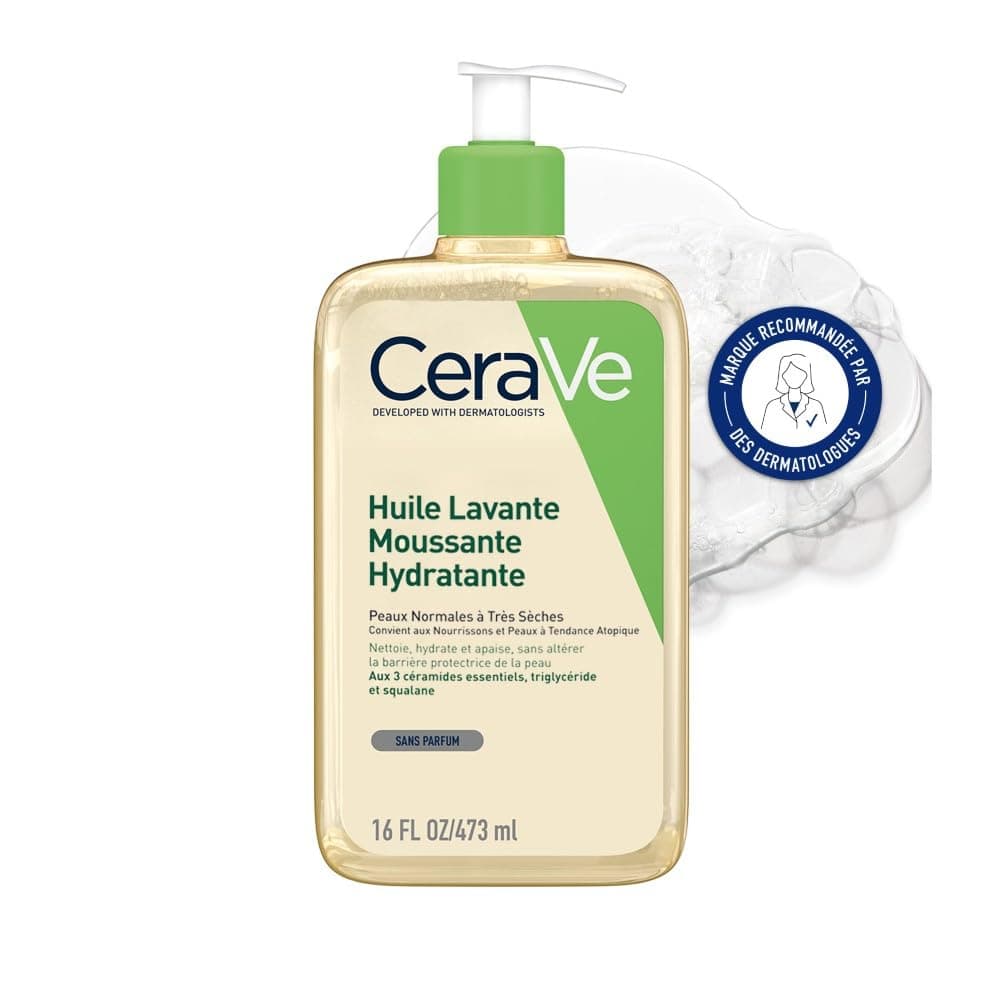 CeraVe - Moisturising Foaming Cleansing Oil - Moisturizes and Soothes Without Altering the Skin Barrier - Ceramides, Triglycerides, Squalane - Normal to Very Dry, Atopic Prone Skin - 473 ml