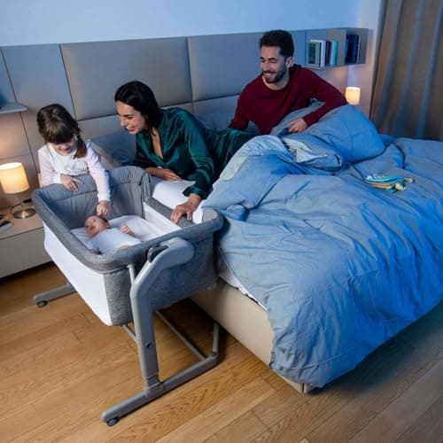 Chicco Next2Me Magic Evo, Co-Sleeping Cot, with Swing Mode, Open Rail, 11 Height Levels, Adjustable Height, 4 Wheels, Mattress and Travel Bag, Light Grey - Image 9
