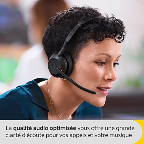 Jabra Evolve2 55, Casque Bluetooth Sans Fil, avec 4 Microphones, Réduction Active du Bruit, Design Léger, 18h Autonomie, Certifié MS Teams, Idéal Bureau & Maison, Noir - Image 7