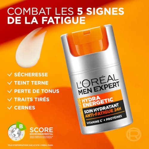 L'Oréal Men Expert - 24H Anti-Fatigue Moisturizing Cream for Men - 5 Actions - Hydra Energetic - 50 ml - Image 4
