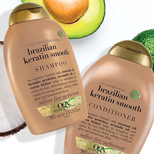 OGX-Après-Shampooing Ever-Straightening+Brazilian Keratin Smooth (flacon de 88,7 ml)-Après-shampoing lissant à la kératine brésilienne -Soin cheveux hydratant et réparateur pour des cheveux éclatants - Image 8