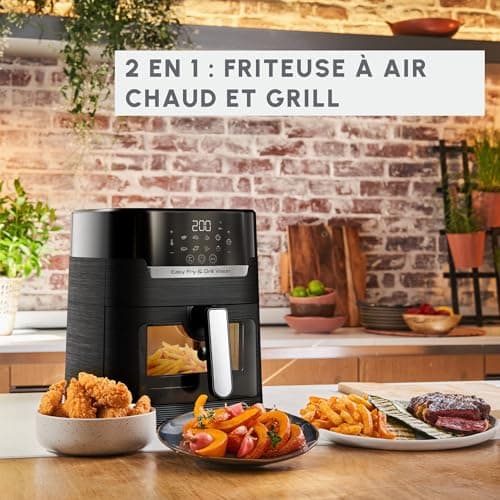 Moulinex Friteuse sans huile + Gril, Fenêtre amovible, Capacité XL 4,6 L, Jusqu'à 6 personnes, Air Fryer, Écran tactile, 8 programmes automatiques, Easy Fry & Grill Vision, EZ506820 - Image 10