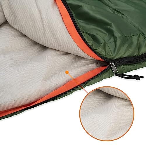 Amazon Basics Rectangular Sleeping Bag for Camping and Hiking in Cold Weather, Double Size for Two, Olive Green - Image 6