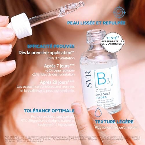 SVR – Hydra Ampoule [B3] – Hydrating Repair Serum – Plumps, soothes and strengthens the skin barrier – For sensitive and dehydrated skin – Niacinamide 5%, 3 Hyaluronic Acids – 30 ml - Image 6