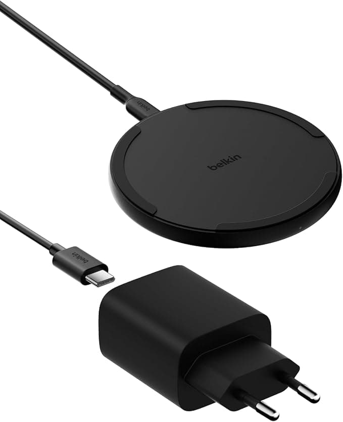 Belkin 15W Wireless Charger - Qi Charger for Apple iPhone 16, iPhone 15/14/13 Series, AirPods, Samsung Galaxy S25, Galaxy S24, Pixel - AC Adapter and Cable Included - Black - Image 1