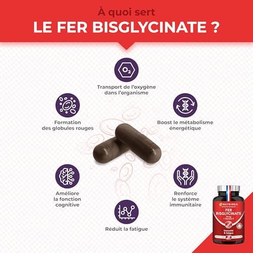 FER Bisglycinate + Vitamine C - 14 mg de Fer/Gélule - Procure 100% des Besoins Journaliers - Absorption & Biodisponibilité Maximales - Nutrimea - 90 Gélules Vegan - Fabriqué en France - Image 4
