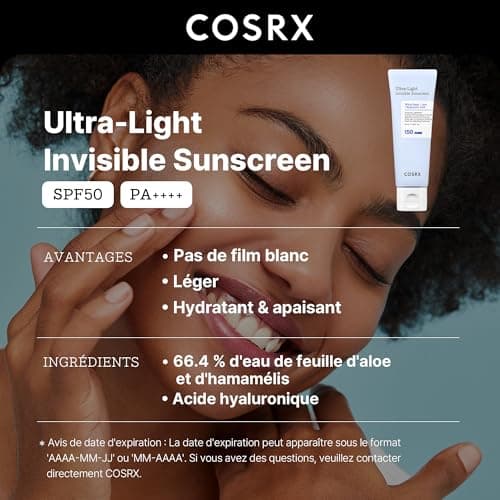 COSRX Ultra Light Invisible Sunscreen | SPF50 PA++++, Pas d'écran solaire White Cast, léger et à absorption rapide, protection UV, hydratation boost pour peau endommagée par le soleil, Korean Skincare - Image 4