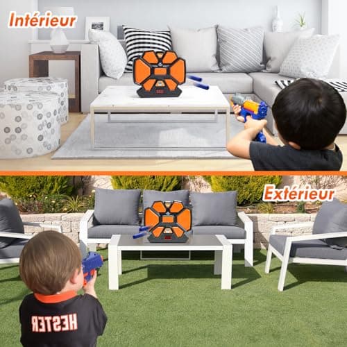 Lehoo Castle Nerf Target, Digital Target with Light, Sounds and Arrows in Foam, Gift for Boys 6 7 8 9 10 Years (Black) - Image 7