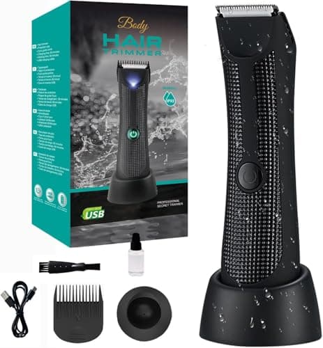Body Hair Trimmer for Men - Pubic Hair Trimmer with Ceramic Blade Heads, Ball Shaver for Private Parties with LED Light and Display, IPX7 Waterproof Body Shavers for - Image 3