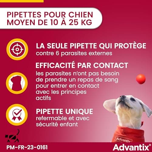 Advantix Medium dog between 10 and 25 kg - Dog pipettes against 6 parasites - Treatment and protection for your pet for 4 weeks - 4 x 2 ml - Image 5
