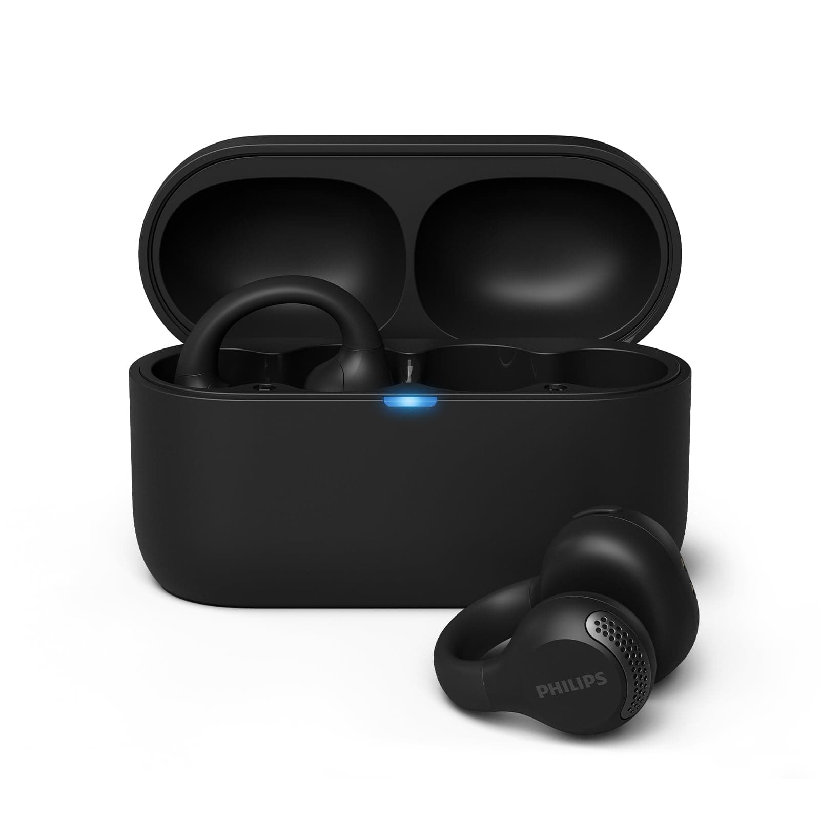 Philips TAQ2000BK True Wireless Earbud Style Headset, Open Ear Design - Multi-Point Bluetooth, 28 Hours Battery Life, Pocket Size Charging Case, Clear Calls - Black
