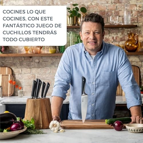 Tefal JAMIE OLIVER by Bloc + 5 Kitchen Knives Chef 20 cm, Santoku 16.5 cm, Bread 20 cm, Utility 12 cm, Office 9 cm K267S556 - Image 3