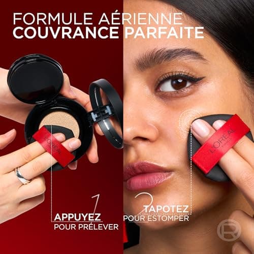 L'Oréal Paris - Fond de Teint Cushion 24H Air Wear - Haute Couvrance Indétectable - Sans Transfert - Tous Types de Peau - Teinte : 130 - Image 5