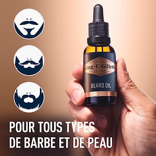 Gillette King C. Kit Pour L'Entretien De La Barbe, Coffret De Rasage Pour Hommes Avec Nettoyant 3-en-1 Barbe, Visage Et Cheveux, Baume Adoucissant Et Soin Hydratant, Huile à Barbe - Image 5