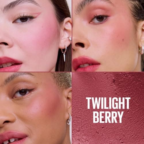 Maybelline New York - Blush en Mousse Multi-Usage - Joues & Lèvres - Fini Mat Flouté - Texture légère - Tenue Jusqu'à 14h - Résiste au Transfert - Cloudtopia - Teinte : 01 Twilight Berry - Image 4