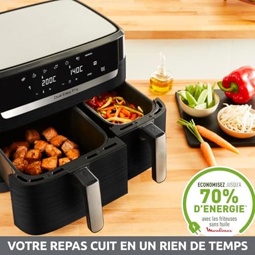 Moulinex Easy fry Essential inox, 8,3L, Jusqu'à 8 personnes, 7 Programmes intuitifs, Air Fryer, Repas complet, synchronisation, Économie d'énergie, Application dédiée, EZ901820 - Image 8