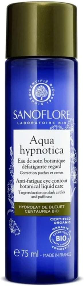 Sanoflore Aqua Hypnotica Esssence Botanique Bio Yeux & Cils – Anti-Fatigue, Anti-Pocher & Anti-Cernes – Bleu-et-Bleuet Bio, Acide Hyaluronique Naturel – Cadeau Premium Beauté - 75 ml