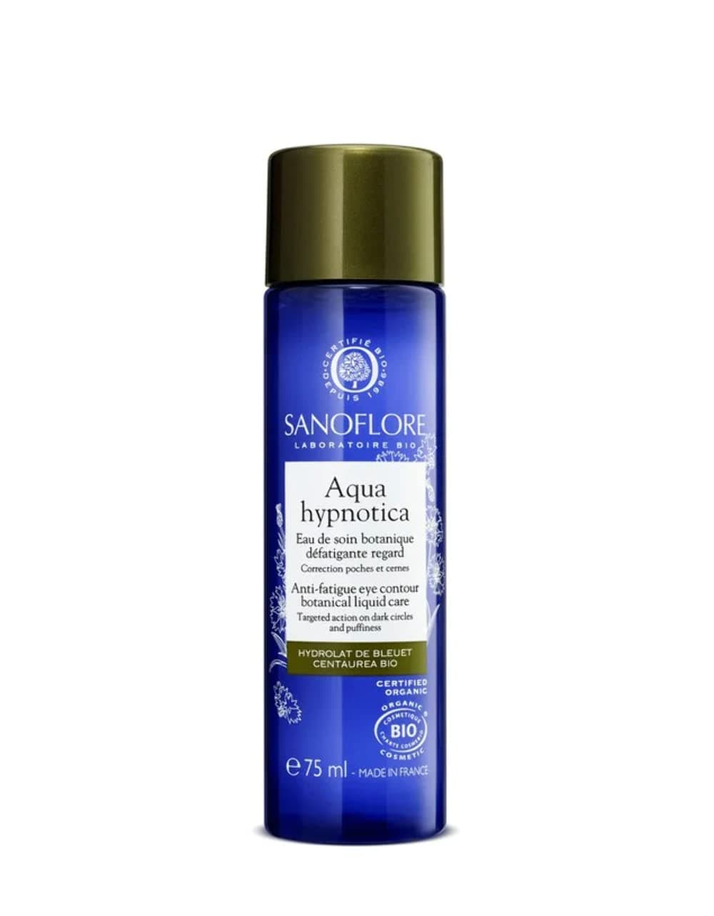 Sanoflore Aqua Hypnotica Esssence Botanique Bio Yeux & Cils – Anti-Fatigue, Anti-Pocher & Anti-Cernes – Bleu-et-Bleuet Bio, Acide Hyaluronique Naturel – Cadeau Premium Beauté - 75 ml - Image 4
