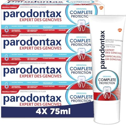 PARODONTAX - Complete Protection Original Toothpaste - Offers 8 Specific Benefits for Healthy Gums & Strong Teeth - Fights Dental Plaque - 4 x 75 ml - Image 3