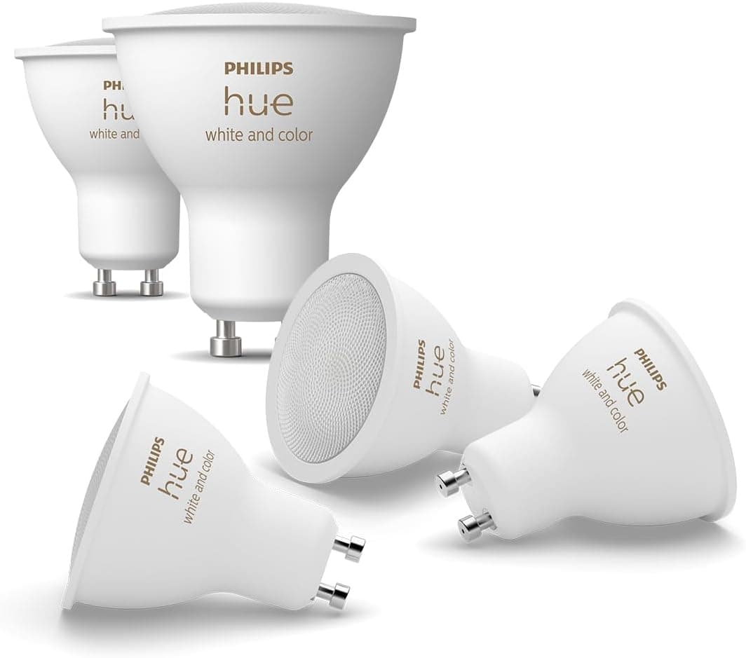 Philips Hue Philips Hue White and Color Ambiance Smart LED Bulb, Pack of 5, GU10 Base, 400 Lumens, Bluetooth Compatible, Works with Alexa, Google Assistant and Apple HomeKit