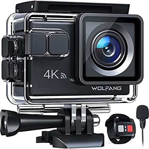 WOLFANG GA100 4K 30FPS Sports Camera, 20MP WiFi Camcorder, Waterproof Camera & Amazon Basics Chest Harness with Mount for GoPro Camera (All Models), Black - Image 3
