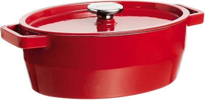 Pyrex - SlowCook - Oval Cast Iron Casserole Dish Suitable for All Heat Sources Including Induction Diameter 29 cm