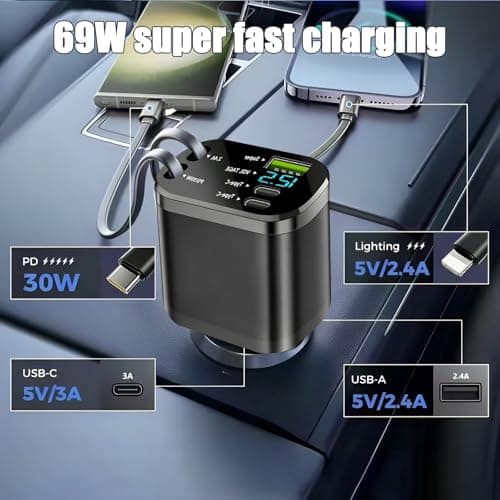 5 in 1 Retractable Car Charger, Quick Charge, Universal Quick Charge for Mobile Phones, Travel Camping Car Accessories - Image 6