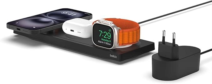 Belkin MagSafe Charger, 3-in-1 Charger, MFi Certification, Fast Wireless Charger for iPhone 16, 15, 14, 13, 12 Series, Apple Watch 10, 9, 8, 7, 6, Ultra (and earlier), AirPods 2, AirPods Pro - Image 1