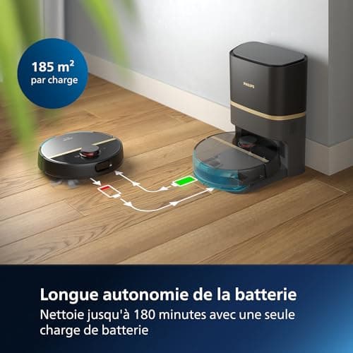 Philips Homerun Series 7000 Robot Vacuum Cleaner, High Suction Power (5000 Pa), Detection of Small Objects, with Station, for Carpet and Pet Hair, Black, Connected App, XU7100/01 - Image 7