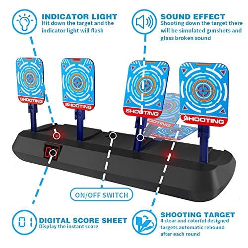 Electronic Nerf Target, Teenage Boy Gift 3-10 Years, Automatic Sports Shooting Target Game with Sound Effect, 20 Darts for Nerf Gun Toy Children Birthday Christmas Easter Gifts - Image 3