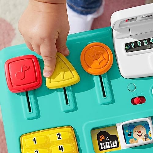 Fisher-Price Ma Table d’Activités de DJ Rires & Éveil | Table d'Activité Bébé Lumineuse et Musicale | Jouet d'Éveil Progressif dès 6 Mois, Version: Allemande Emballage réduit, HXG09 - Image 6