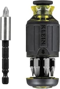 Klein Tools 32308 Multi-Bit Screwdriver, 8 in 1 Adjustable Magnetic Tool with Phillips Screwdriver, Slotted, Square and Nut