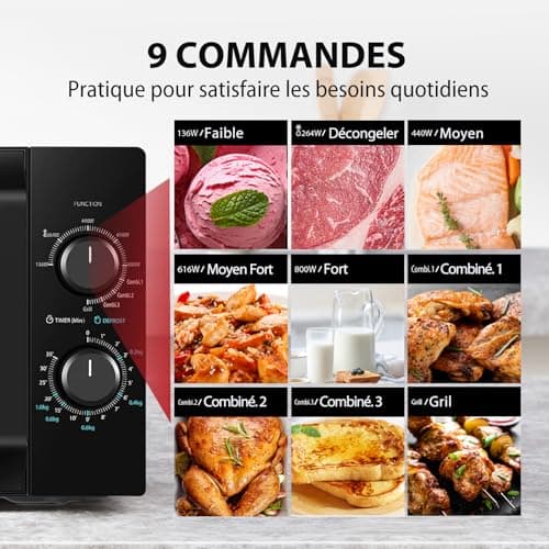 Toshiba MW2-MG20P(BK) 20L Microwave Oven 800W/1000W Grill with Crispy Grill and Combined Cooking Function, 9 Power Levels, LED Bulb, Easy Defrost, Black - Image 4
