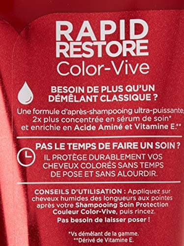 L'ORÉAL PARIS - Rapid Restore Intensive Conditioner - Coloured or Highlighted Hair - Care Effectiveness - Long-Lasting Colour Protection - Elseve Color-Vive - 180 ml - Image 4