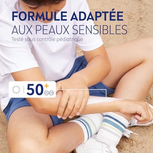 NIVEA SUN Kids Spray solaire Protect & Play Sensitive FPS 50+ (1x200 ml), protection anti UV sans parfum & ultra résistante à l’eau, écran solaire enrichi en aloe vera - Image 5