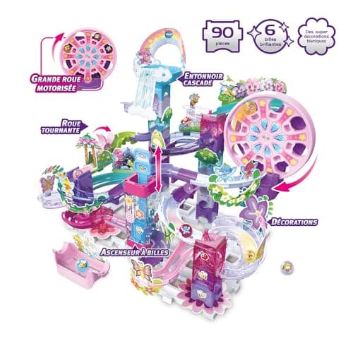VTech - Marble Rush Fairy Garden Set M500E - Buildable Electronic Ball Circuit, 90 Pieces and 6 Glitter Balls - Creative Building Set - Gift for Children from 4 Years Old - Content in French - Image 3