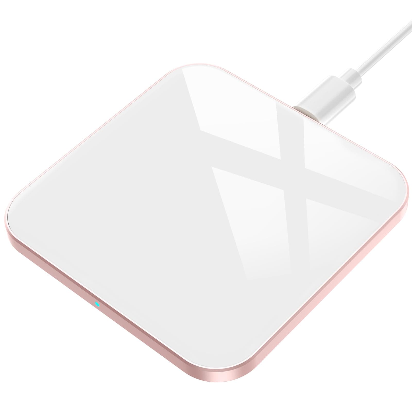 AGPTEK Wireless Charger, 15W Induction Charger for iPhone 17/16/15/14/13/12/11/16e/SE/XS/XR/8, for Samsung Galaxy S25/S24/S22/S21/S10E/S9/S8, Note 20/10/9/8, AirPods3/Pro, White