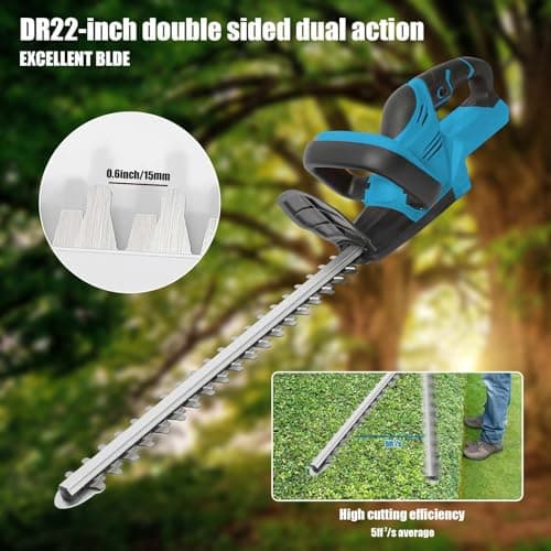 Cordless Hedge Trimmer for Makita 21V, Pruner, Manual Hedge Trimmer, Cordless Electric Hedge Trimmer with Battery, Professional Cordless Hedge Trimmer for Parks and Gardens Maintenance (15000mAh*2) - Image 3