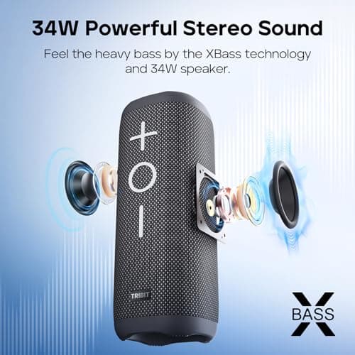 Tribit StormBox 2 Bluetooth Speaker with 34W 360° Surround Sound, XBass Technology, 24H Battery Life, IPX7 Waterproof, Bluetooth 5.3, TWS Pairing Portable Wireless Speaker for Outdoor Use - Image 5