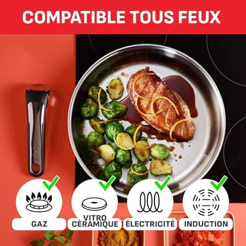 Tefal Ingenio Set of 4 Pans 16/18/20 cm + 1 Removable Handle, Induction, Stainless Steel, Stackable, Space-Saving, Preference On L898S334 - Image 6