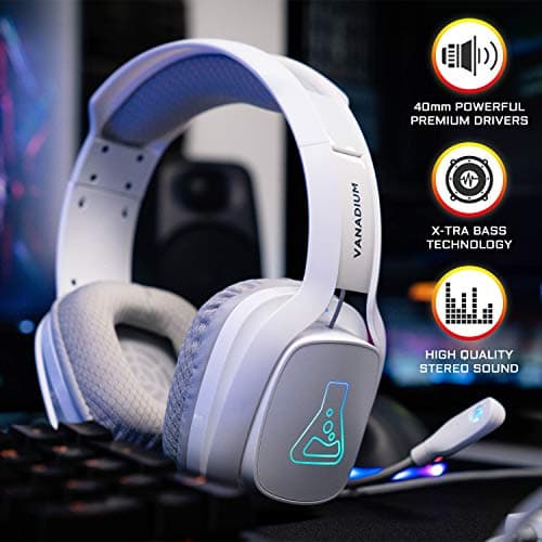 The G-Lab Korp Vanadium Casque Gaming - Casque Gamer avec Micro Anti-Bruit, Audio Stéréo, LED RGB, Léger, Jack 3.5mm pour PC/PS4/PS5/Xbox One/Mac/Nintendo Switch/Tablette/Laptop/Smartphone (Blanc) - Image 3